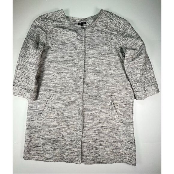 Eileen Fisher Textured Knit Button Front Coat Cardigan Jacket Size Large Grey - Picture 8 of 14